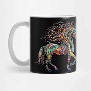 Horse Artwork Tree Colourful Animal Horse Mug